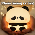 Cute Panda LED Night Light, Silicone Night Light, USB Rechargeable, Touch Night Lamp, Bedroom Timing Lamp Decoration, Children'S