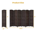6 Ft. Brown Room Divider Weave Fiber Folding Privacy Screen (6-Panel)