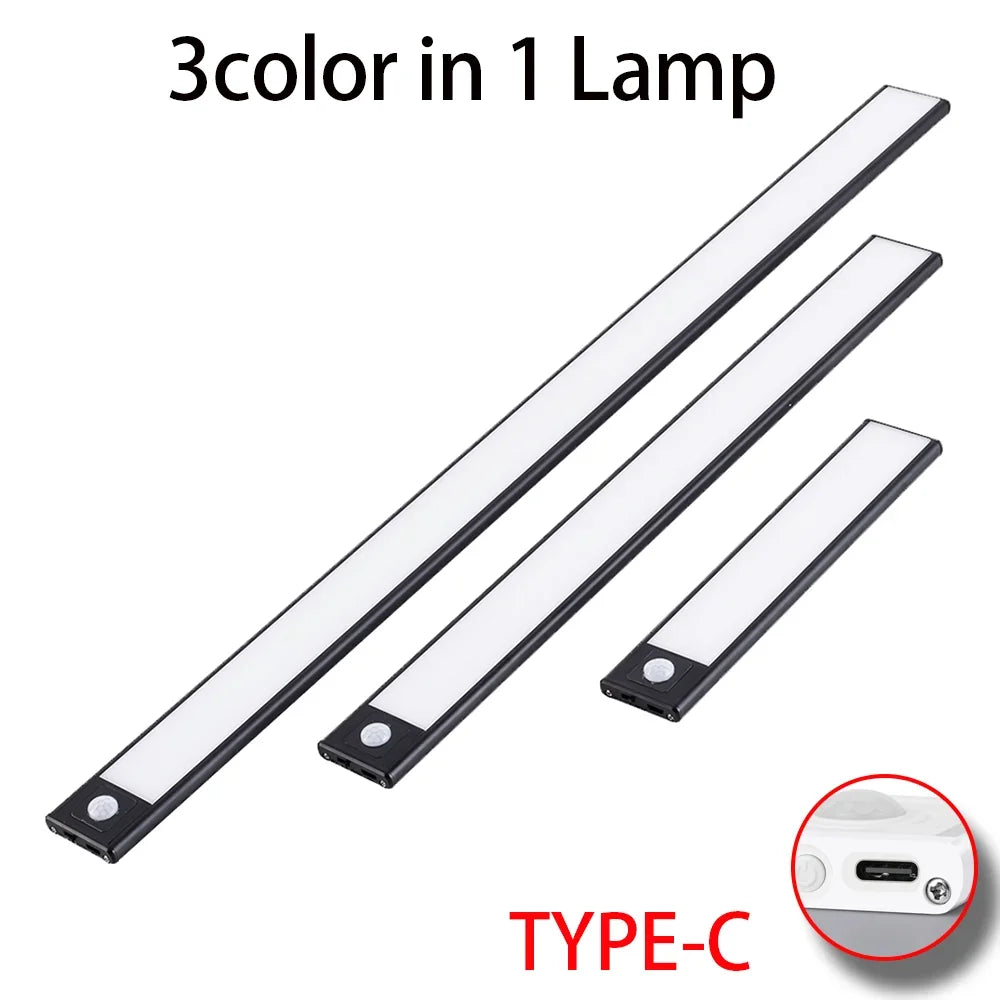 LED Night Light 20/30/40/60CM Motion Sensor Wireless USB Cabinet Night Light Wardrobe Lamp for Kitchen Cabinet Bedroom Wardrobe