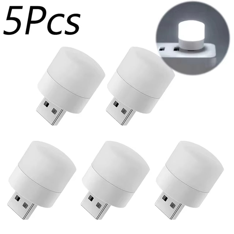 1/10Pcs Mini USB Night Light Warm White Eye Protection Book Reading Light USB Plug Computer Mobile Power Charging LED Night Lamp