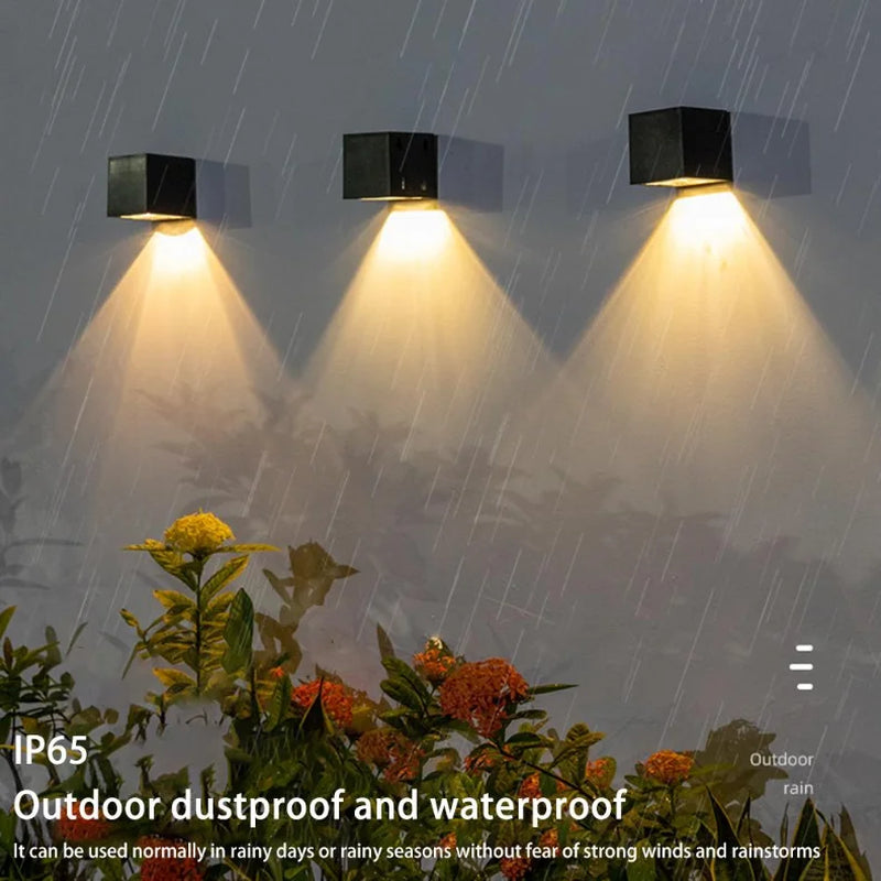 LED Solar Light Outdoor Garden Square Wall Lamp Outdoor Courtyard Garden Fence Lighting Wall Decoration Lamp