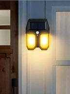 1Pc Outdoor Solar Induction Tungsten Light, IP65 Waterproof Garden Light, Dusk to Dawn Outdoor Lighting, Black Warm Light Garden Landscape Light, Villa Garden Exterior Wall Front Porch Road Garage Garden Security Light Waterproof Courtyard Wall Light