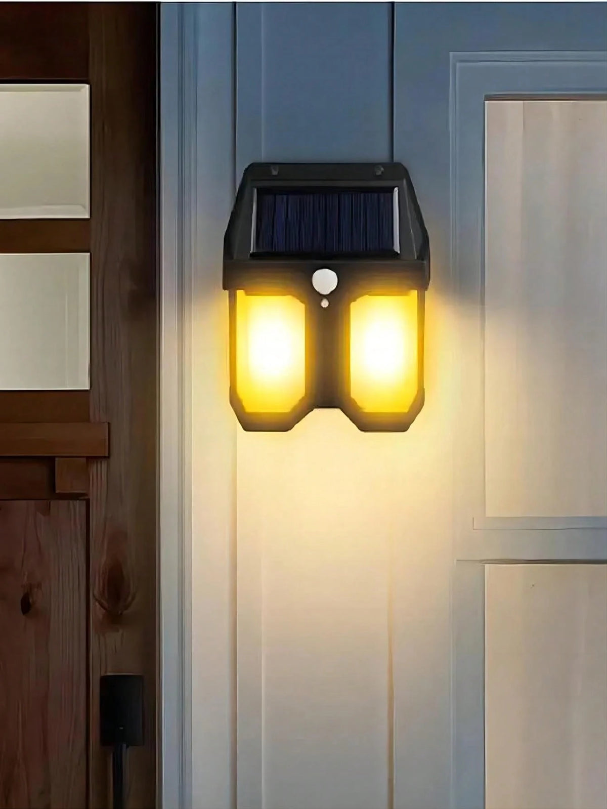 1Pc Outdoor Solar Induction Tungsten Light, IP65 Waterproof Garden Light, Dusk to Dawn Outdoor Lighting, Black Warm Light Garden Landscape Light, Villa Garden Exterior Wall Front Porch Road Garage Garden Security Light Waterproof Courtyard Wall Light