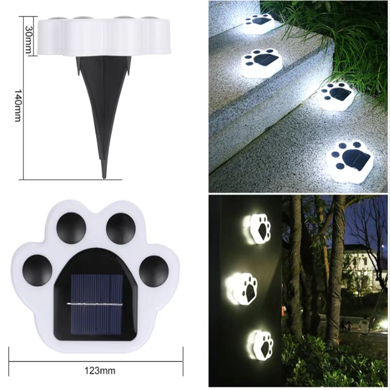 LED Solar Garden Light Outdoor Waterproof Garden Decoration Dog Cat Animal Paw Print Lights Path Lawn Lamp String Paths Light