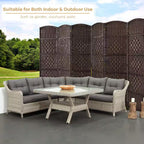 6 Ft. Brown Room Divider Weave Fiber Folding Privacy Screen (6-Panel)