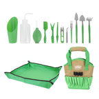 Ensemble d'outils en acier inoxydable pour jardinage d'intérieur, 14 pièces, vert