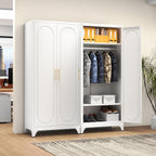 71" White Metal Armoire Wardrobe Closet with 2 Doors and Shelves
