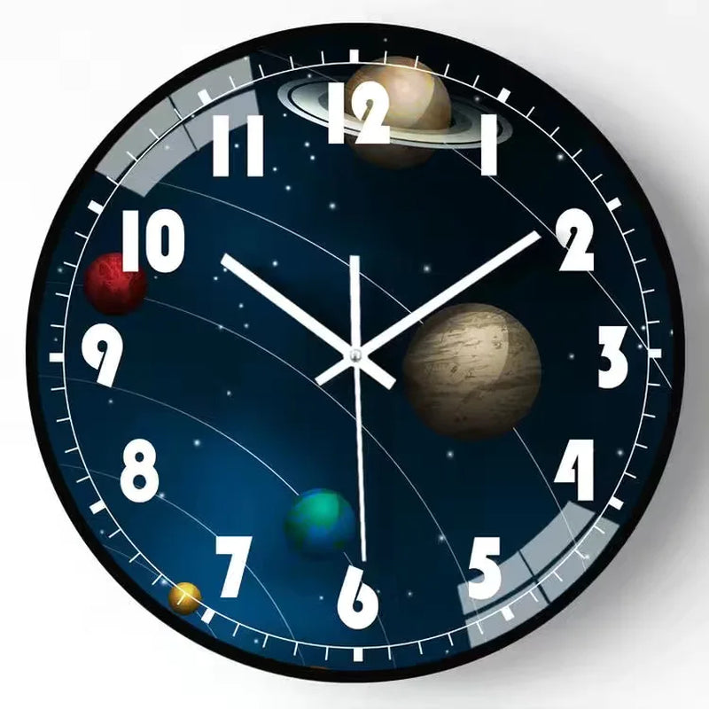 Wall Clock Home Decor Circular Clock Mirror Interstellar Universe Clock Simple Art Bedroom Wall Children'S Room Mute Clock