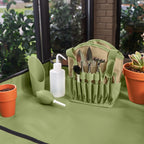 Ensemble d'outils en acier inoxydable pour jardinage d'intérieur, 14 pièces, vert