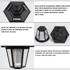 2PCS Solar LED Light Outdoor Wall Lamp Garden Light Hexagonal Solar Lantern Light Waterproof Solar Lamp Retro Garden Light Decor