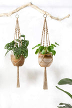 4 Pack Macrame Plant Hangers Indoor Hanging Planter Basket Decorative Flower Pot Holder Jute Rope for Indoor Outdoor Home Decor 4 Legs 40 Inch, Brown