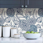 Navy Secret Garden Peel and Stick Wallpaper