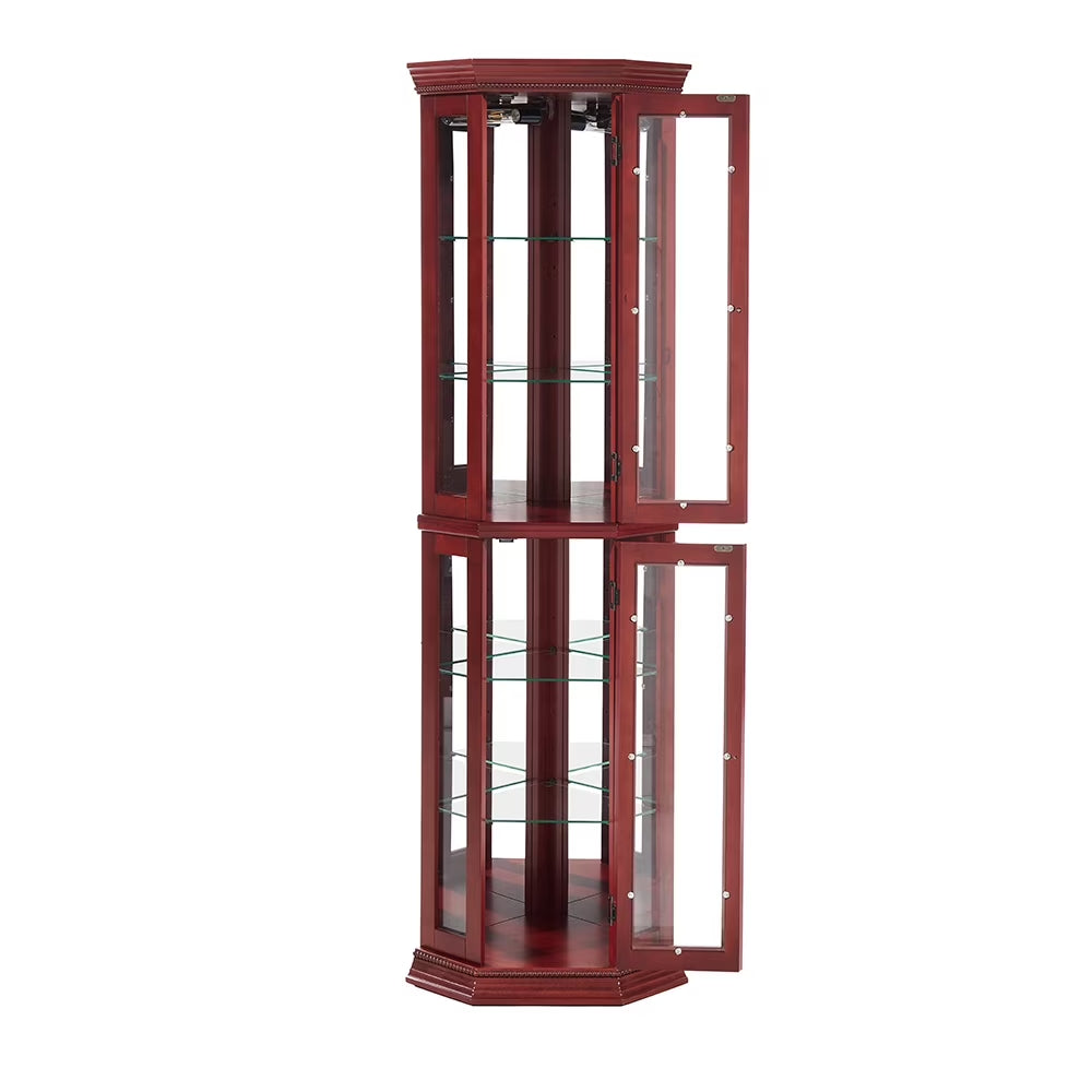 Bar Cabinet,Cabinet Shelf Glass Cabinet Shelves,Corner Curio Cabinet Lighted Corner Display, Glass Display Shelf Shelving Bar Cabinet with Tempered Glass Door