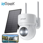 Security Cameras Wireless Outdoor, 2K Wifi Solar Camera for Home Surveillance, 360 View PTZ, Battery Powered, Color Night Vision, Motion Sensor