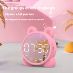 Bluetooth Mirror Table Clock Kids Alarm Clock Cute Cat Digital Alarm Clock for Kids Bedside Clock Children'S Sleep Led Clocks