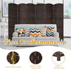 6 Ft. Brown Room Divider Weave Fiber Folding Privacy Screen (6-Panel)