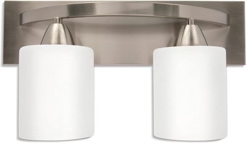 Bathroom Light Fixtures - 2 Lights, Oil-Rubbed Nickel Vanity Lights with Milk Glass Shades - Interior Lighting over Mirror - E26, 100W LED, Bulbs Not Included