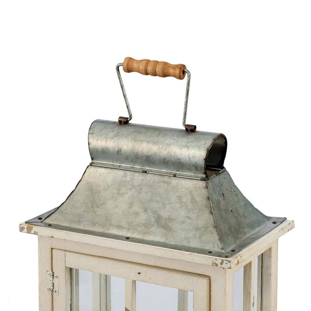 Evelyn Silver, White Enclosed Lantern Set with Handle and Drawers (2-Pack)
