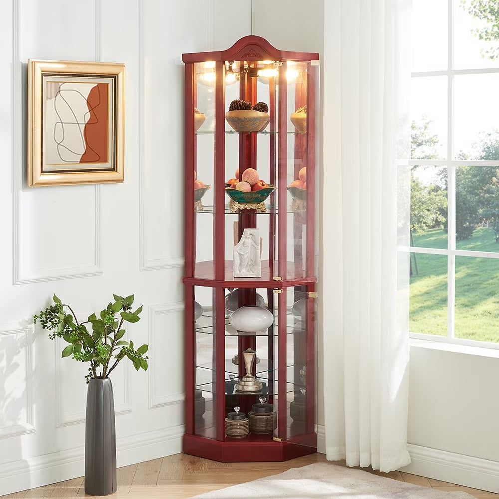 Curio Cabinet Display Bar Cabinet,Display Cage,Glass Cabinet Lighted Corner Cabinet Corner Display Curio Cabinet, Glass Display with Light(Included)Bar Cabinet