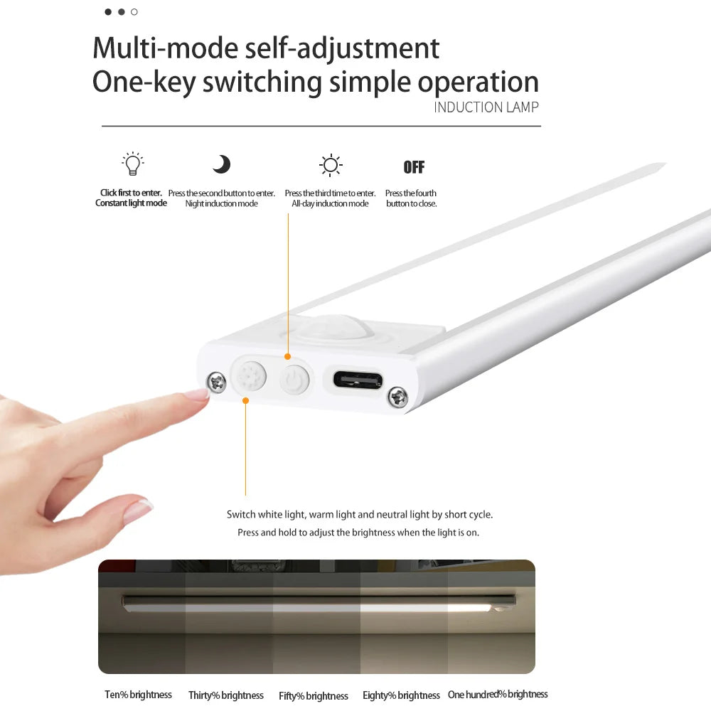 LED Night Light Motion Sensor Light Wireless USB Led Cabinet Night Wardrobe Lamp for Kitchen Cabinet Bedroom Wardrobe Sensor LED