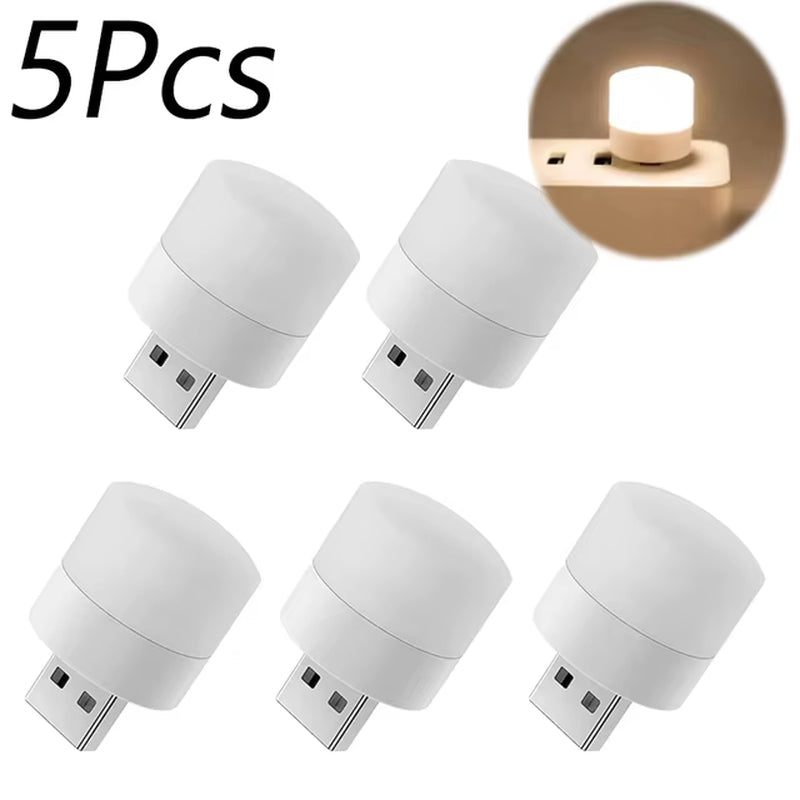 1/10Pcs Mini USB Night Light Warm White Eye Protection Book Reading Light USB Plug Computer Mobile Power Charging LED Night Lamp