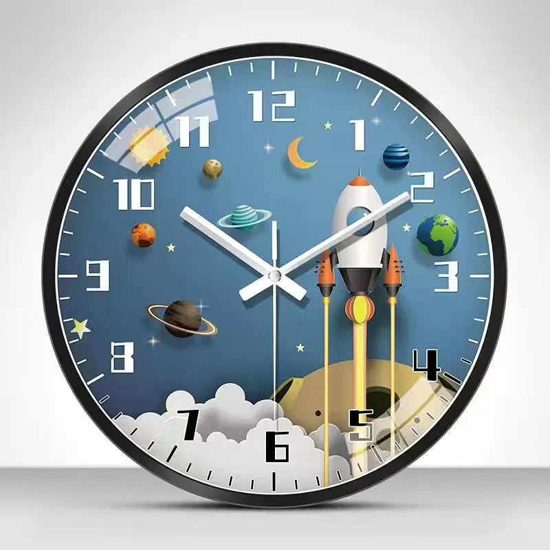 Wall Clock Home Decor Circular Clock Mirror Interstellar Universe Clock Simple Art Bedroom Wall Children'S Room Mute Clock