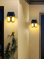 1Pc Outdoor Solar Induction Tungsten Light, IP65 Waterproof Garden Light, Dusk to Dawn Outdoor Lighting, Black Warm Light Garden Landscape Light, Villa Garden Exterior Wall Front Porch Road Garage Garden Security Light Waterproof Courtyard Wall Light