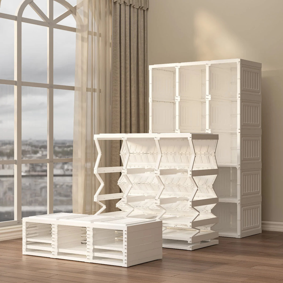 Foldable Wardrobe Closet with Hanging Rods