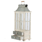 Evelyn Silver, White Enclosed Lantern Set with Handle and Drawers (2-Pack)