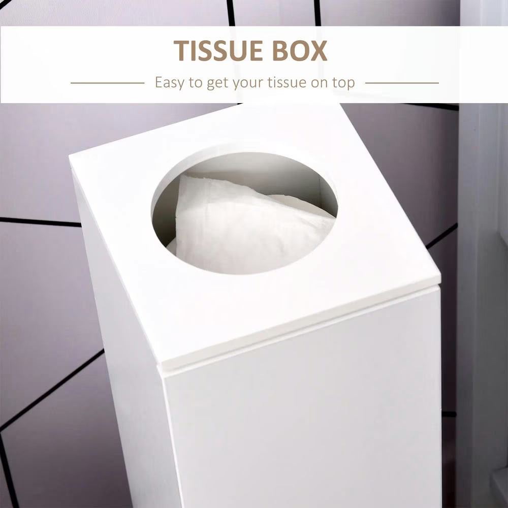 Bathroom Cabinet, Storage Cabinet,Small Toilet Paper Cabinet, Bathroom Corner Cabinet with Doors and Shelves, White