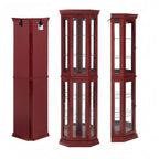 Bar Cabinet,Cabinet Shelf Glass Cabinet Shelves,Corner Curio Cabinet Lighted Corner Display, Glass Display Shelf Shelving Bar Cabinet with Tempered Glass Door