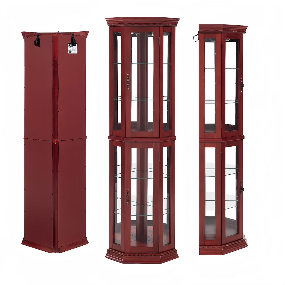 Bar Cabinet,Cabinet Shelf Glass Cabinet Shelves,Corner Curio Cabinet Lighted Corner Display, Glass Display Shelf Shelving Bar Cabinet with Tempered Glass Door