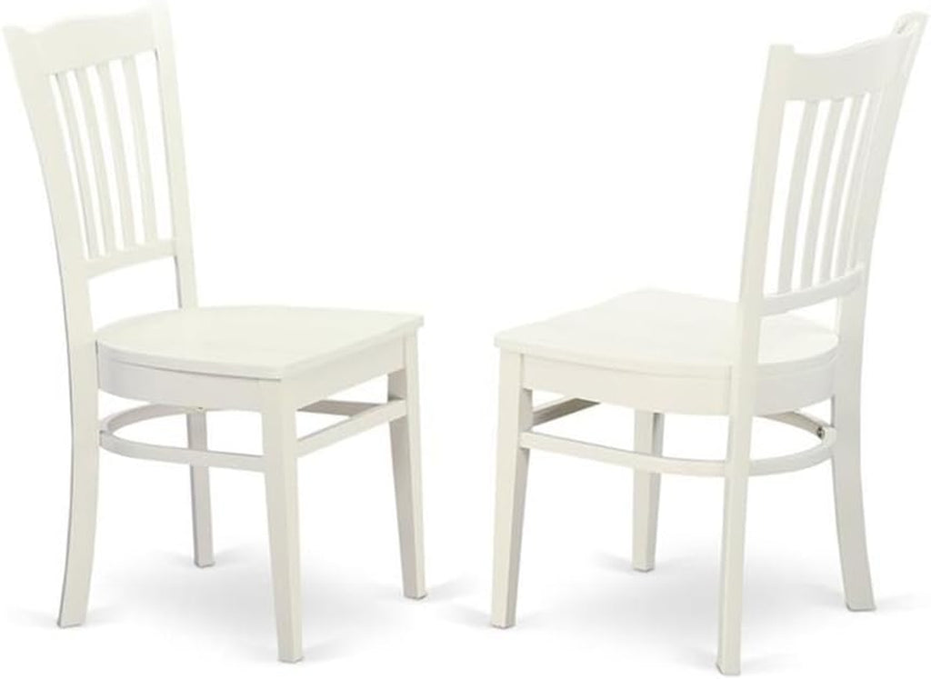 DLGR3-WHI-W Ensemble de table de salle à manger de 3 pièces pour petits espaces, comprenant une table de salle à manger ronde avec tablette rabattable et 2 chaises à assise en bois, 42X42 Inch, Blanc lin