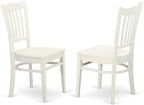 DLGR3-WHI-W Ensemble de table de salle à manger de 3 pièces pour petits espaces, comprenant une table de salle à manger ronde avec tablette rabattable et 2 chaises à assise en bois, 42X42 Inch, Blanc lin