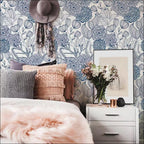Navy Secret Garden Peel and Stick Wallpaper