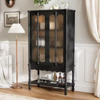 Black 34.6 In. Display Cabinet with China Cabinet, Accent Storage Cabinet, Garage Cabinet, Bookcase, Food Pantry