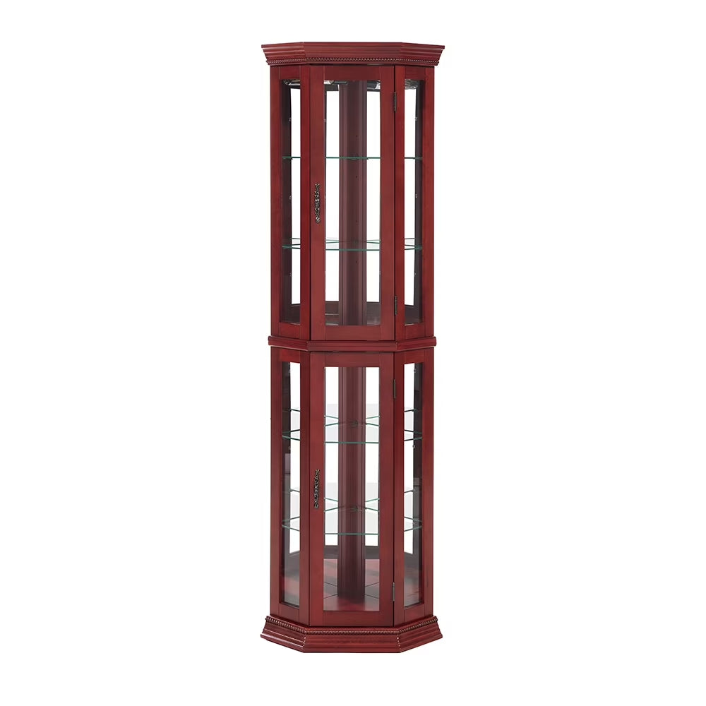 Bar Cabinet,Cabinet Shelf Glass Cabinet Shelves,Corner Curio Cabinet Lighted Corner Display, Glass Display Shelf Shelving Bar Cabinet with Tempered Glass Door
