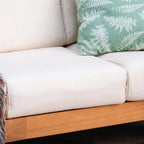 Logan Outdoor Sofa with Tan Cushions and Teak Frame