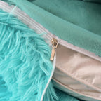 5 pièces Ensemble de literie housse de couette shaggy – Longue fourrure synthétique luxueuse ultra douce (Aqua, Full/Queen)