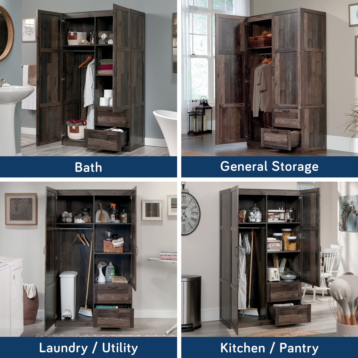 Select Wardrobe Armoire, Reclaimed Pine Finish