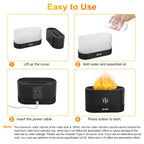Humidificateur à huiles essentielles diffuseur d'air de 180 ml, diffuseur de brume aromatique avec effet feu et LED à changement de couleur 7 pour bureau
