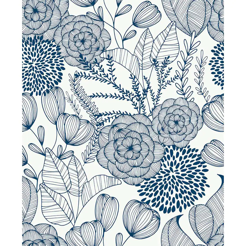 Navy Secret Garden Peel and Stick Wallpaper