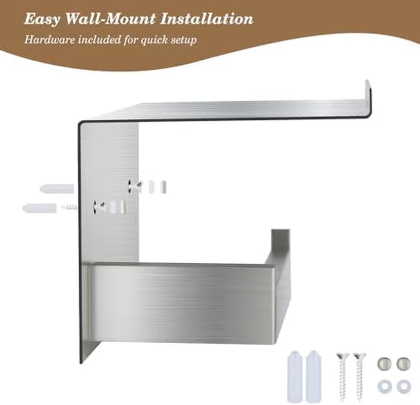 - Wall Mounted Toilet Paper Holder with Shelf Brushed Nickel