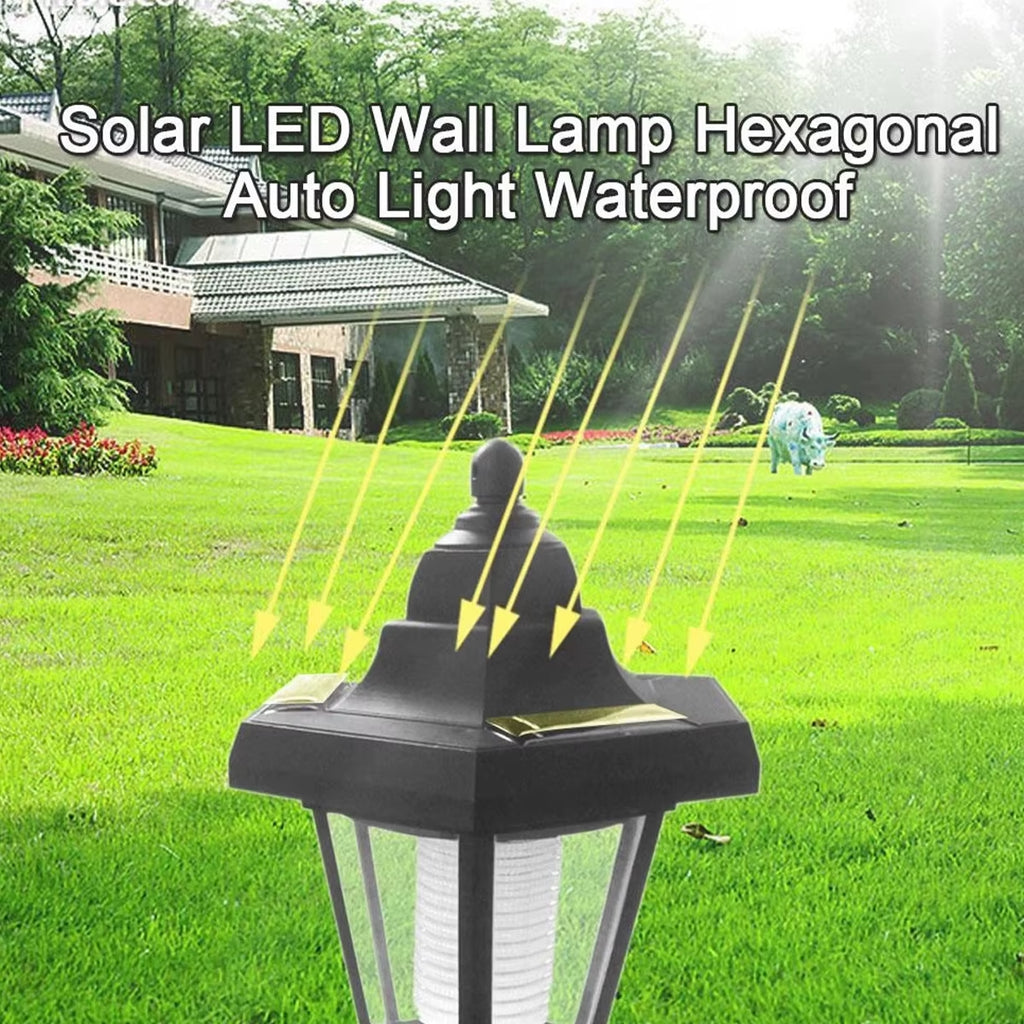 2PCS Solar LED Light Outdoor Wall Lamp Garden Light Hexagonal Solar Lantern Light Waterproof Solar Lamp Retro Garden Light Decor