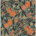 Teal Clementine Garden Vinyl Matte Peel and Stick Wallpaper Roll