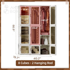 Foldable Wardrobe Closet with Hanging Rods