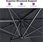 Outdoor Umbrella 8' X 8' Square Premium Sun Protection Grey