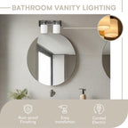Bathroom Light Fixtures - 2 Lights, Oil-Rubbed Nickel Vanity Lights with Milk Glass Shades - Interior Lighting over Mirror - E26, 100W LED, Bulbs Not Included