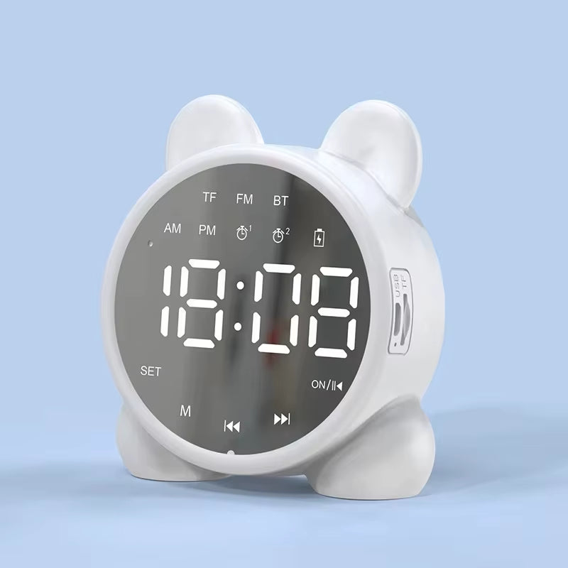Bluetooth Mirror Table Clock Kids Alarm Clock Cute Cat Digital Alarm Clock for Kids Bedside Clock Children'S Sleep Led Clocks