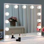 Vanity Mirror with Lights,Lighted Makeup Mirror with Lights and Magnification Mirror Tabletop Mirror or Wall Mounted Mirror (White)